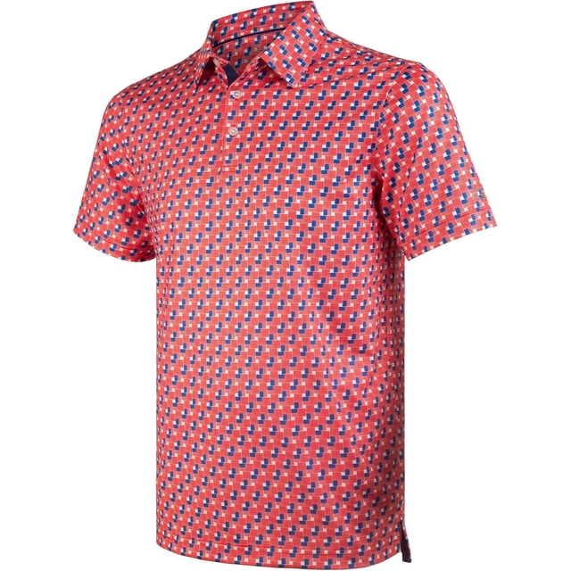 Men's Golf Shirts Short Sleeve Moisture Wicking Dry Fit Print Patterns Collared Performance Polo Golf Shirts for Men