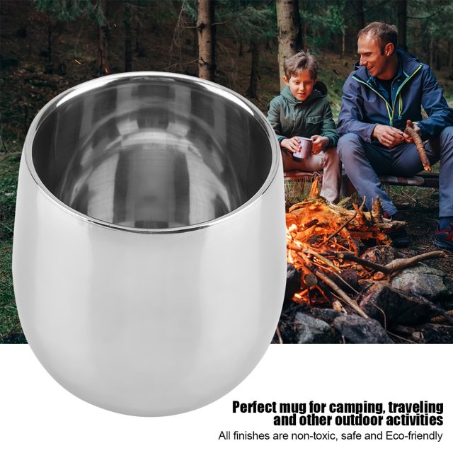 Coffee Cup, Tea Cup, Silver Anti-Scalding Water Cup For Camping Traveling