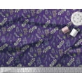 thumbnail image 2 of Soimoi Purple polyester Crepe Fabric Curry & Leaves Print Fabric by Yard 42 Inch Wide, 2 of 3