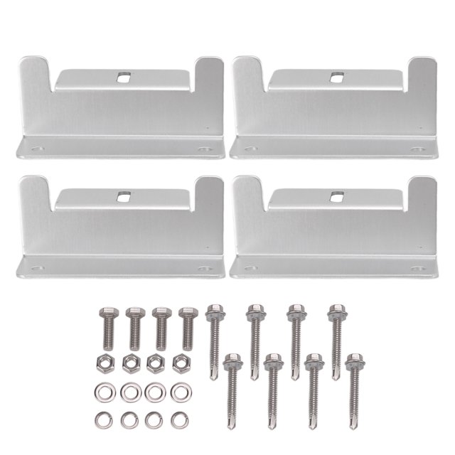 Roof Solar Panel Holder, Long Durability Silver 4Pcs/Set Solar Panel Mounting Brackets For Car RV Yacht Ships