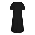 thumbnail image 5 of SMihono Robe d'Été pour Femmes Grande Taille Mode Femmes Décontractée Col en V Couleur Unie Ample Élastique Manches Courtes Robe Jupe, 5 of 5