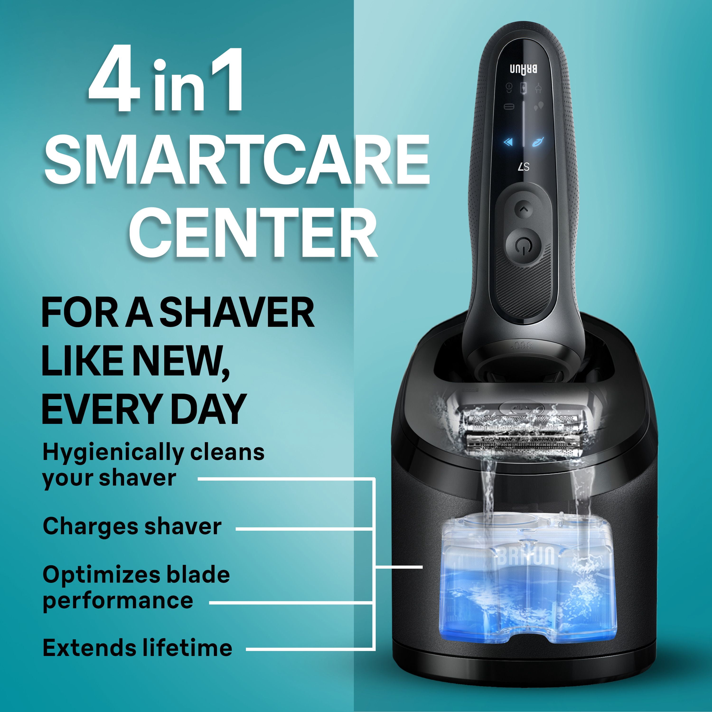 Braun Rasoir Électrique pour Hommes, Series 7 7171cc, Rasage à Sec et sous l'Eau, Modes de Rasage Turbo et Doux, Rasoir à Grille Étanche, Conçu en Allemagne, Centre SmartCare de Nettoyage et de Charge Inclus, avec T de Précision