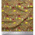 thumbnail image 1 of Soimoi Polyester Crepe Fabric Heart,Vehicles & Animals Cartoon Printed Craft Fabric by The Yard 52 Inch Wide, 1 of 3