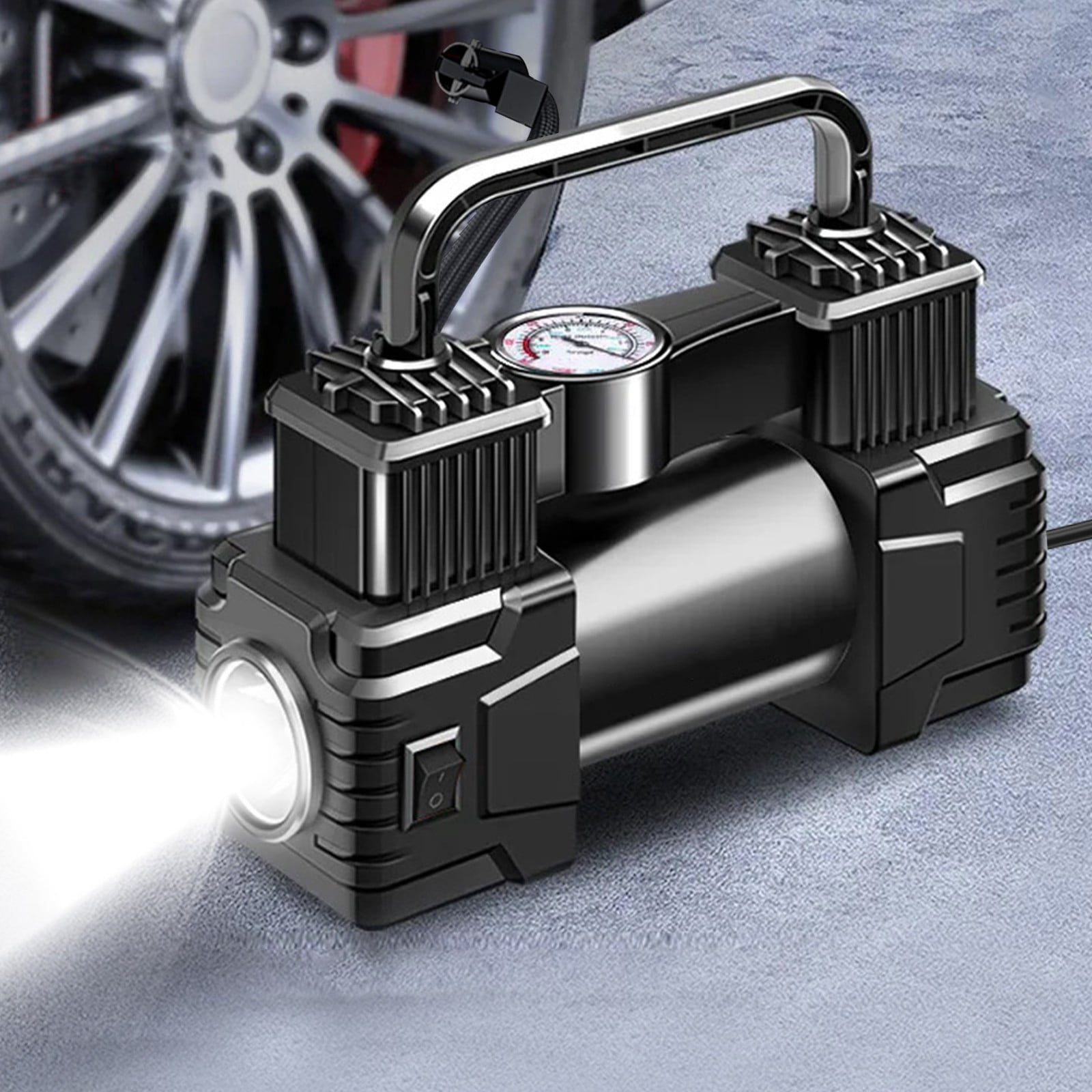 Bilqis Pointer With Light Models Car Inflatable Pump Portable High-power Car Tire Pump 12V Multi-function High-pressure Tire Inflator Pump