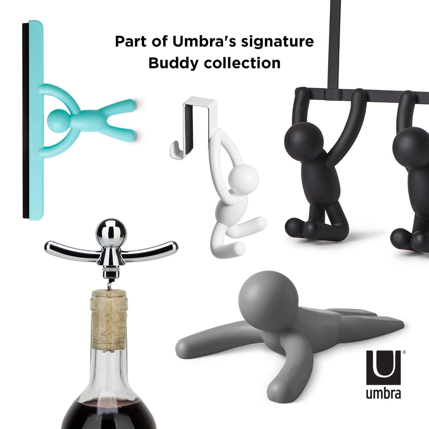 BUDDY - Lot de 2 cale-portes gris