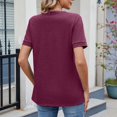 thumbnail image 4 of Timegard Womens Tops Front Keyhole Round Neck Short Sleeve T Shirts Solid Color Casual Tunic Blouses, 4 of 7