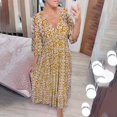 thumbnail image 2 of WTXUE Robes d'Été pour Femmes 2024, Robe Longue Décontractée à Col en V, Ample et Polyvalente, Robe de Plage, Robe Florale pour Femmes, Robe Jaune Femmes, Jaune TG, 2 of 4