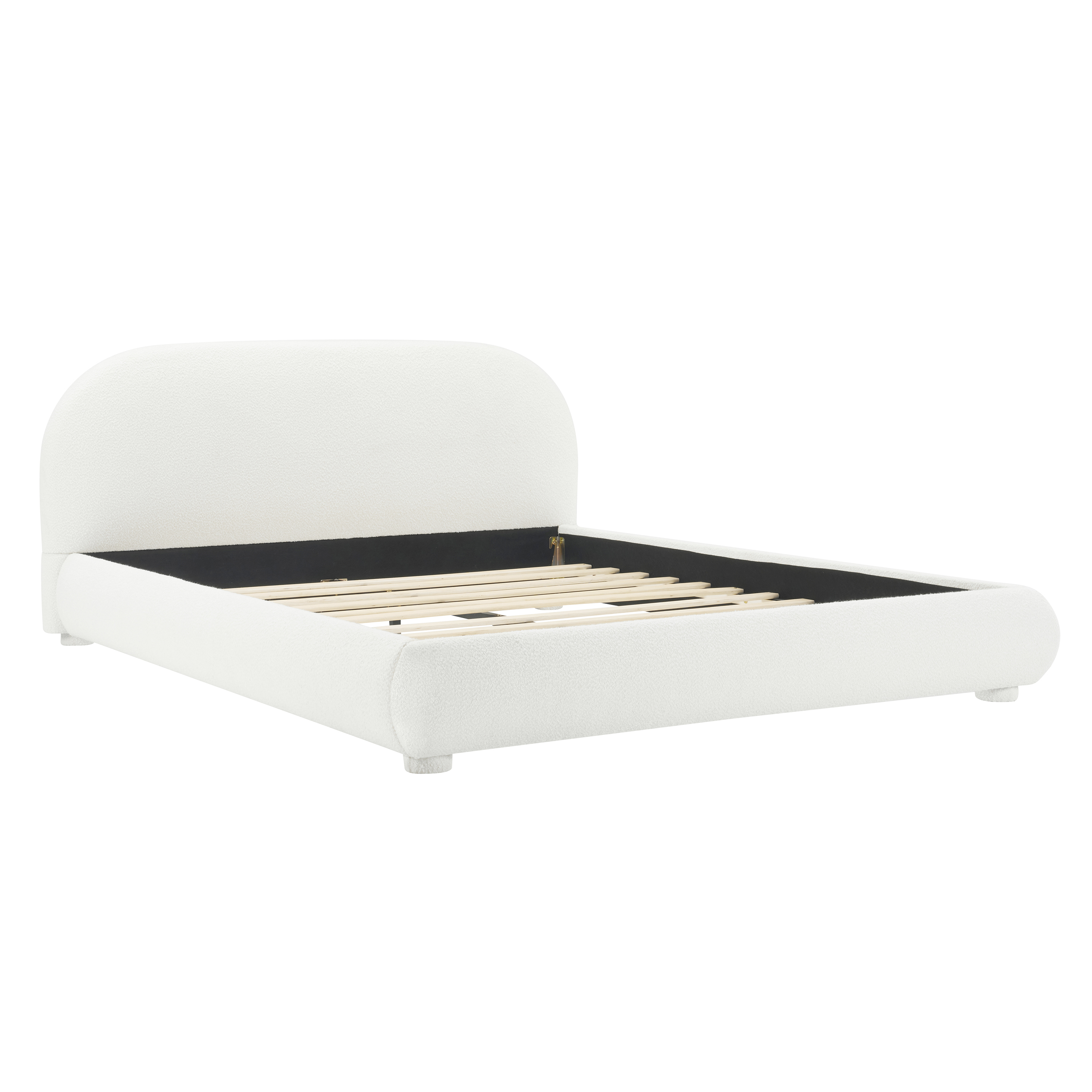 Noble House Lit rembourré Style Queen Cream, tête de lit en tissu texturé courbé avec cadre solide, blanc crémeux