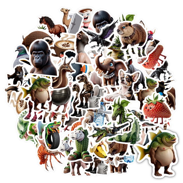 YEZDIX 35pcs Animal Cartoon Stickers for Laptops Notebooks Suitcases