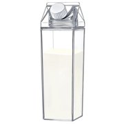 POINTERTECK 1000Ml Clear Milk Carton Water Bottle Leak-proof Milk Box Water Bottle with 2 Spouts Portable Reusable Milk Bottles Water Juice Tea Container