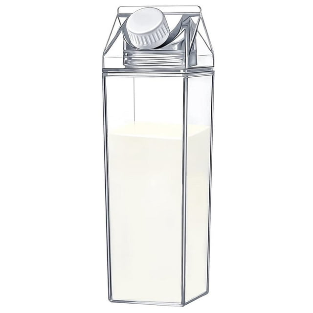500Ml/1000Ml Clear Milk Carton Water Bottle Leak-proof Milk Box Water Bottle with 2 Spouts Portable Reusable Milk Bottles Water Juice Tea Container for Travel Sports Camping Use