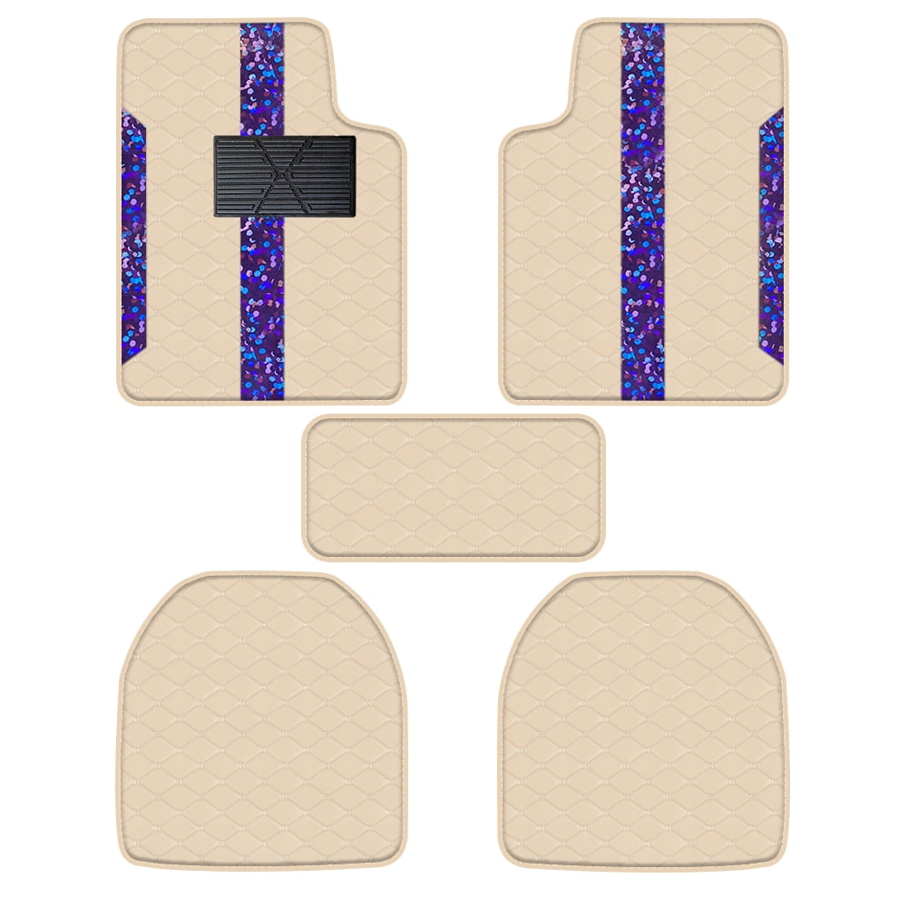Tuqiang Car floor mats for Chevrolet for Silverado1500LD PU Leather Waterproof Floor Mats Leather Beige And Purple
