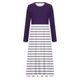 thumbnail image 4 of cfhntfmh Robes Maxi pour Femmes Automne Col Rond Manches Longues Robe Rayée Robe Tendance à Blocs de Couleur Robe de Détente avec Poches, 4 of 5