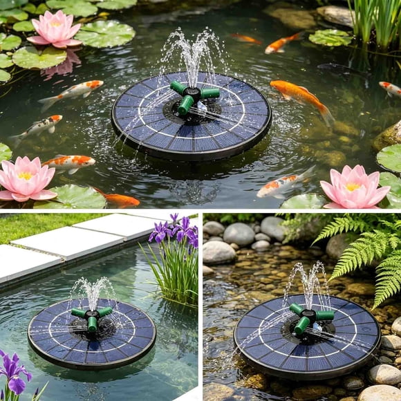 VVQ Solar Water Fountain Pump, 4W Outdoor Bird Bath Spout with 5 Nozzles, Solar-Powered Pool Fountain for Courtyard Garden, Submersible Water Pump for Birdbath Patio Decor