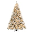 thumbnail image 1 of Costway 8 FT Pre-Lit Christmas Tree 3-Minute Quick Shape Flocked Decor with 600 LED Lights, 1 of 10