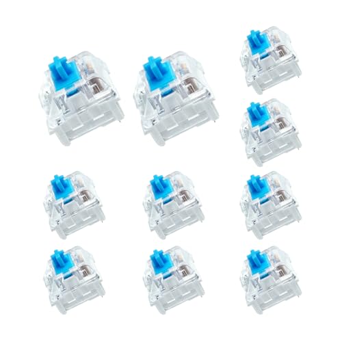 TianQi 10 PCS Blue Switch Replacement 3 PIN Blue Mechanical Keyboard Switches Clicky Accurate Typing, Dustproof Keyboard Switch for LED Keyboard, Mechanical Gaming Keyboard
