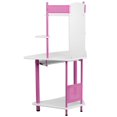 thumbnail image 2 of Bureau d'ordinateur en coin rose avec huche, 2 of 3