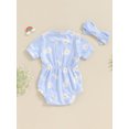 thumbnail image 3 of EYIIYE Ensemble d'Été 2 Pcs pour Tout-Petit Petite Fille 0 3M 6M 9M 12M 18M Bébé Nourrisson Barboteuses une-Pièce Col Rond Combinaisons Imprimé Marguerites Côtelé Manches Courtes Bods Mode Décontracté Mignon Tenues pour Tous les Jours, 3 of 8
