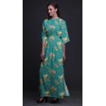 thumbnail image 3 of Bimba Rayon Black Berry & Yellow Sparrow Bird Ladies Long Gown Boho Beach Cocktail Party Maxi SlitDress-Small, 3 of 6