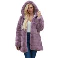 thumbnail image 1 of CEHVOM Femmes Dames Manteau Veste en Faux Pelage Uni Chaud d'Hiver à Col Rabattu, 1 of 8