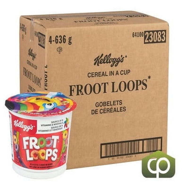 Kellogg's Froot Loops Cup 53g, 12 CT (4/Case) - 3.74 lbs - Canadian Made