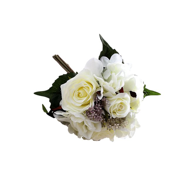 Xingzhi Artificial Flowers Bouquet Fake Hydrangea Heads Realistic Roses Party Home Decorative Table Wedding Display Decoration White