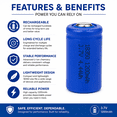 thumbnail image 4 of Portable Alimentation 3,7 V 18350 Batterie Li-Ion Rechargeable à Bouton 1200 mAh, 4 of 6