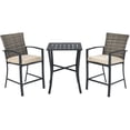 thumbnail image 1 of Patiojoy 3-Piece Patio Rattan Furniture Set Outdoor Bistro Set Cushioned Chairs & Table Set Gray, 1 of 5