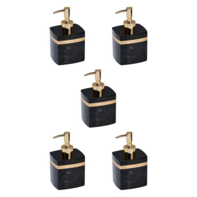 Ruiboury Distributeur de Savon en Résine Réutilisable pour Table Cuisine Douche Shampoing Salle de Bain Noir 400ml 5Ensemble