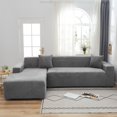 thumbnail image 2 of 2024 Plush Sectional Couch Cover   Stretch L Shape Sofa Covers For Sectional Sofa Set  L Shape Couch Protector Chaise Lounge Covers For Dogs Kids-Gray-1 Seater, 2 of 9