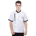 thumbnail image 4 of kurtrusly Chef Jacket Men Chef Coat Skin Friendly Chef Uniforms O-Neck Cheap Short Sleeve Tops Bakery Cooking Clothes Work Wear White XXXXL, 4 of 5