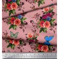 thumbnail image 3 of Soimoi Silk Fabric Leaves, & Peony Floral Decor Fabric Printed Yard 42 Inch Wide, 3 of 3