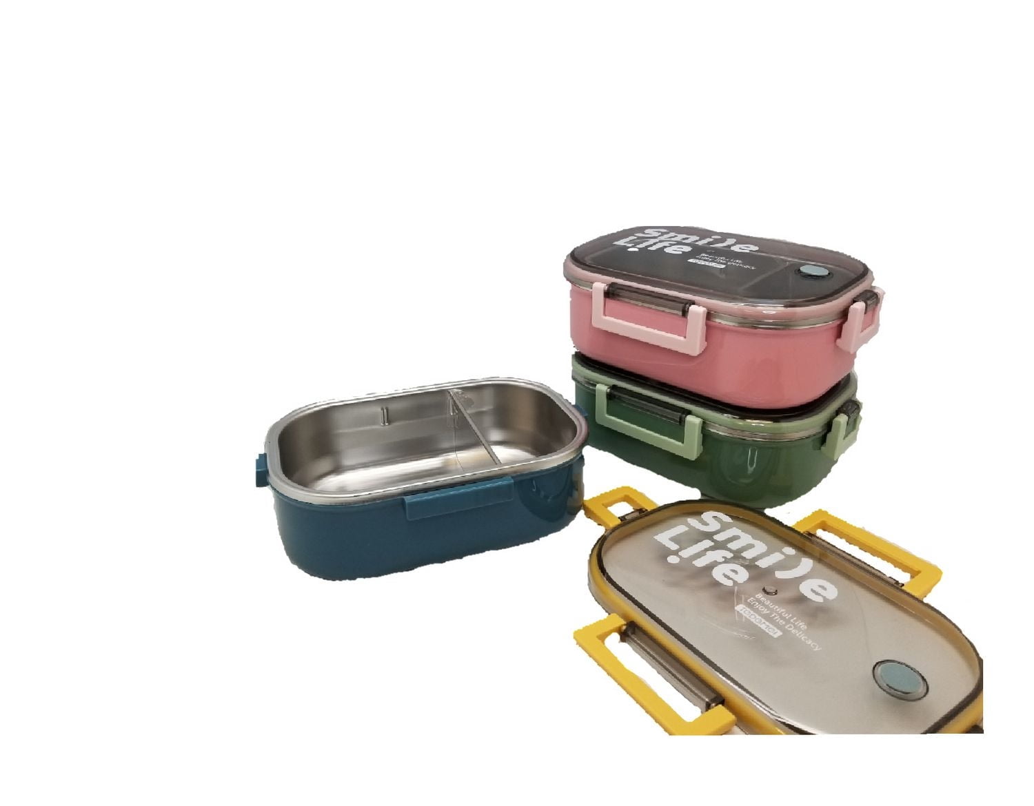 Tedemei Stainless Steel Insulated Lunch Box 980ml with Adjustable Compartment in Green.