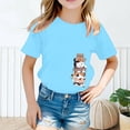 thumbnail image 2 of LUOGENLI T-Shirt pour Filles Enfant Filles Mignon Mode Imprimé Décontracté Ample Col Rond Manche Courte Tee Été T-Shirt Hauts Maxi Hauts Ensembles Filles Tenue 2 Pcs Bleu 2-4 Ans, 2 of 4