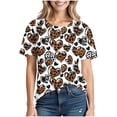 thumbnail image 2 of YFNNUP T-Shirts de Football Grande Taille pour Femmes à Manches Courtes, T-Shirt à Imprimé Graphique, Tunique Légère, T-Shirt à Col Rond, Haut d'Été Confortable pour Journées de Match, Brun G, 2 of 7