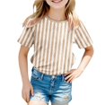 thumbnail image 1 of GDREDA T-Shirt Graphique à Manches Courtes Rayé de Carnaval pour Garçons, Chemise de Fête Colorée, Haut Décontracté Confortable pour Enfants, Kaki,120, 1 of 4