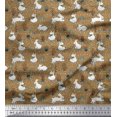 thumbnail image 1 of Soimoi Brown Cotton Cambric Fabric Mushroom,Oaknut & Rabbit Animal Print Sewing Fabric BTY 42 Inch Wide, 1 of 3