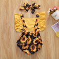 thumbnail image 4 of 0-24M Bébé Nouveau-Né Filles Tournesol Patchwork Volantée Manches Combinaison Bandeau 2Pcs Ensemble, 4 of 4