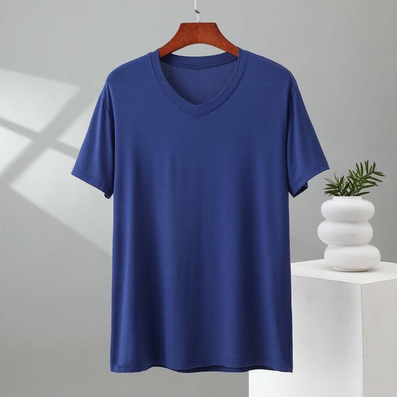 Kalauyu Mens Workout Shirts Dry Fit Athletic Short Sleeve Tshirts V Neck Modal Cotton Moisture Wicking Gym Running Performance Shirt