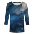 thumbnail image 3 of UPPADA Blouses pour Femmes Grande Taille à Manches 3/4, T-Shirts à Imprimé Floral Teintable, Chemises Décontractées Tendance à Col Rond, Chandails Confortables à Enfiler, Hauts Blouses Mignons d'Été, Hauts pour Femmes à Manches 3/4, Économie, 3 of 5