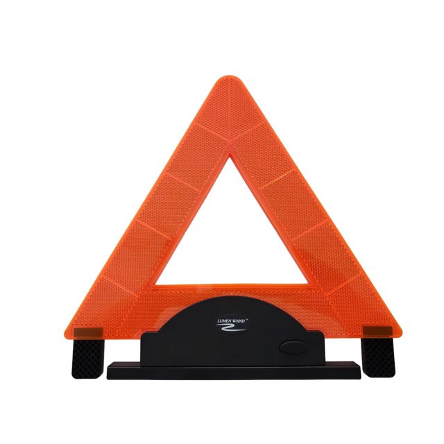 Emergency Warning Triangle by Lumen Wand Store for Road Side Safety, Vehicle Breakdown, and Hazard Marking - Internal LED Illumination Combined with External Reflectivity,