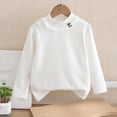 thumbnail image 2 of MeetoTime Chandail de Base pour Enfants Col Montant Demi-Haut Blanc à Fleurs Manches Longues Col Rond Haut Enfants Vêtements de Printemps Automne, 2 of 3