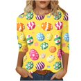 thumbnail image 2 of UPPADA Bunny T-Shirts de Pâques pour Femmes Lapin Oeuf Imprimé T-Shirts Manches 3/4 Col Rond T-Shirts d'Été Décontractés Mignons T-Shirts Graphiques Chandail Confortable Haut Vert,TTG, 2 of 5