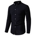 thumbnail image 1 of 2025 New Men's Solid Color Cotton Linen Long Sleeve Shirt, 1 of 5