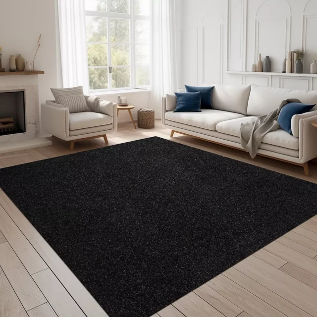 ANTPOP Runner Rug Non-slip Accent Rugs Washable Hallway Durable Polypropylene Indoor Outdoor with Rubber Backing for Entryways Kitchens Bedrooms , 4' x 8', Solid Black