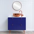thumbnail image 2 of Miroir Rond Encadré Singapore - Noyer Noir - 31 Pouces x 31 Pouces, 2 of 7