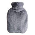 thumbnail image 1 of Graflsoa 2000ml Dark Grey Fleece-Covered PVC Hot Water Bottle with Dual Handles for Warmth and Comfort, 1 of 6
