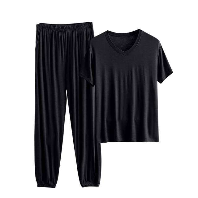 AherBiu Pyjamas Grande Taille pour Femmes Ensembles 2 Pcs Hauts à Col Ras du Cou Tenues d'Intérieur Ensembles Assortis Pantalons de Pyjama Longs Ensembles de Nuit