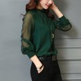 thumbnail image 5 of IROINID Offre des Hauts Long Sleeve pour Femmes, des Hauts Solides en Patchwork à Col Rond, des Hauts Courts, Verts, 5 of 5