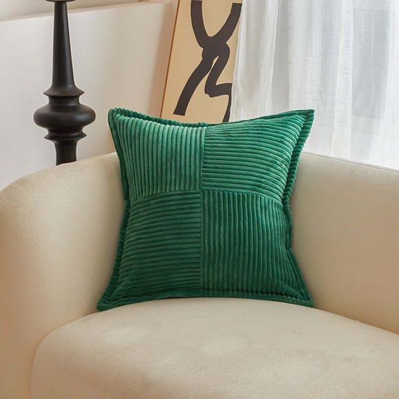 Kcavykas Taie d'Oreiller de Literie, Housse de Coussin de Déco Maison Couleur Unie Velours Côtelé Patchwork Maïs Housse de Coussin Froissée